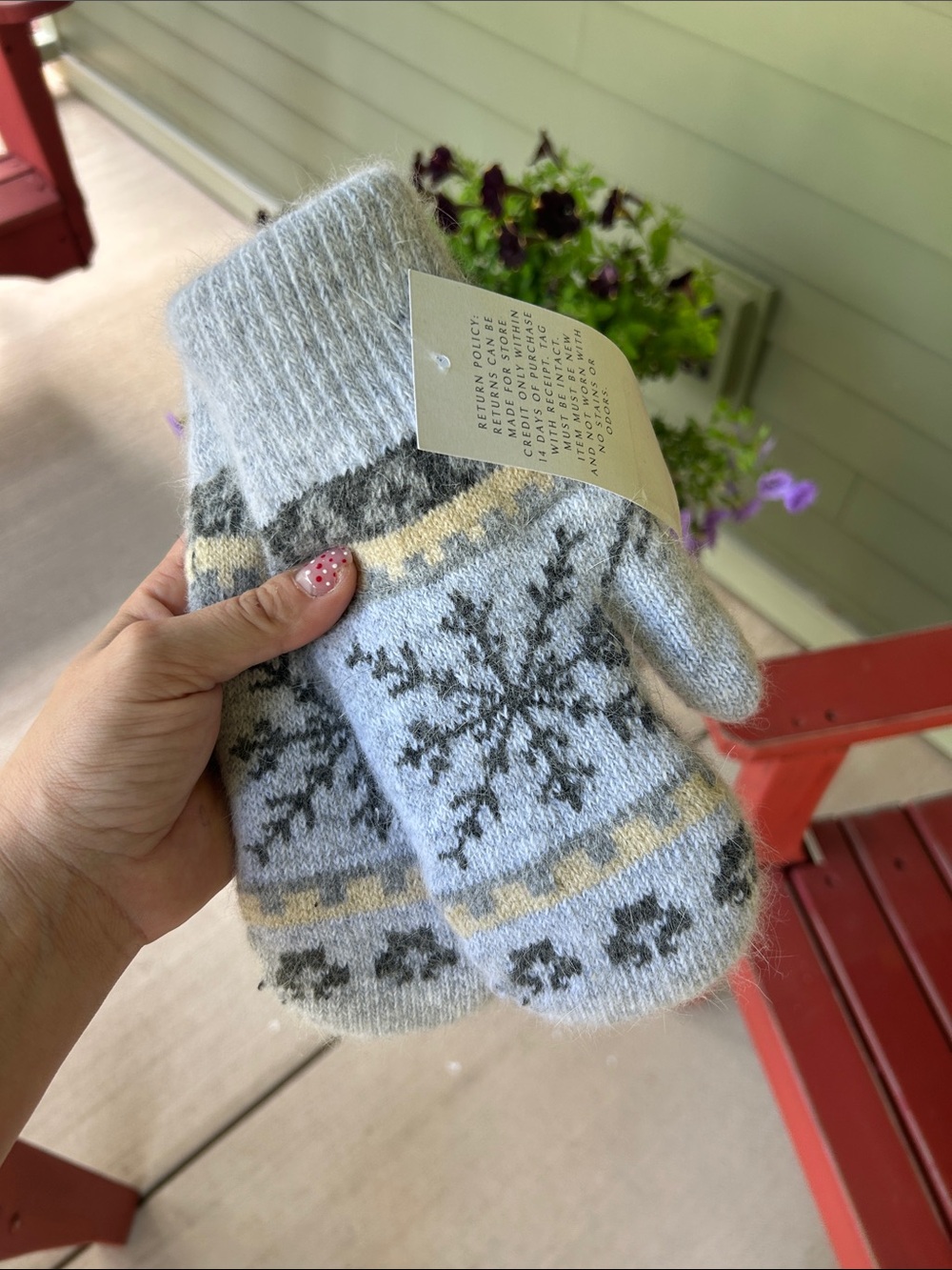 Cozy Light Blue Snowflake Knit Mittens